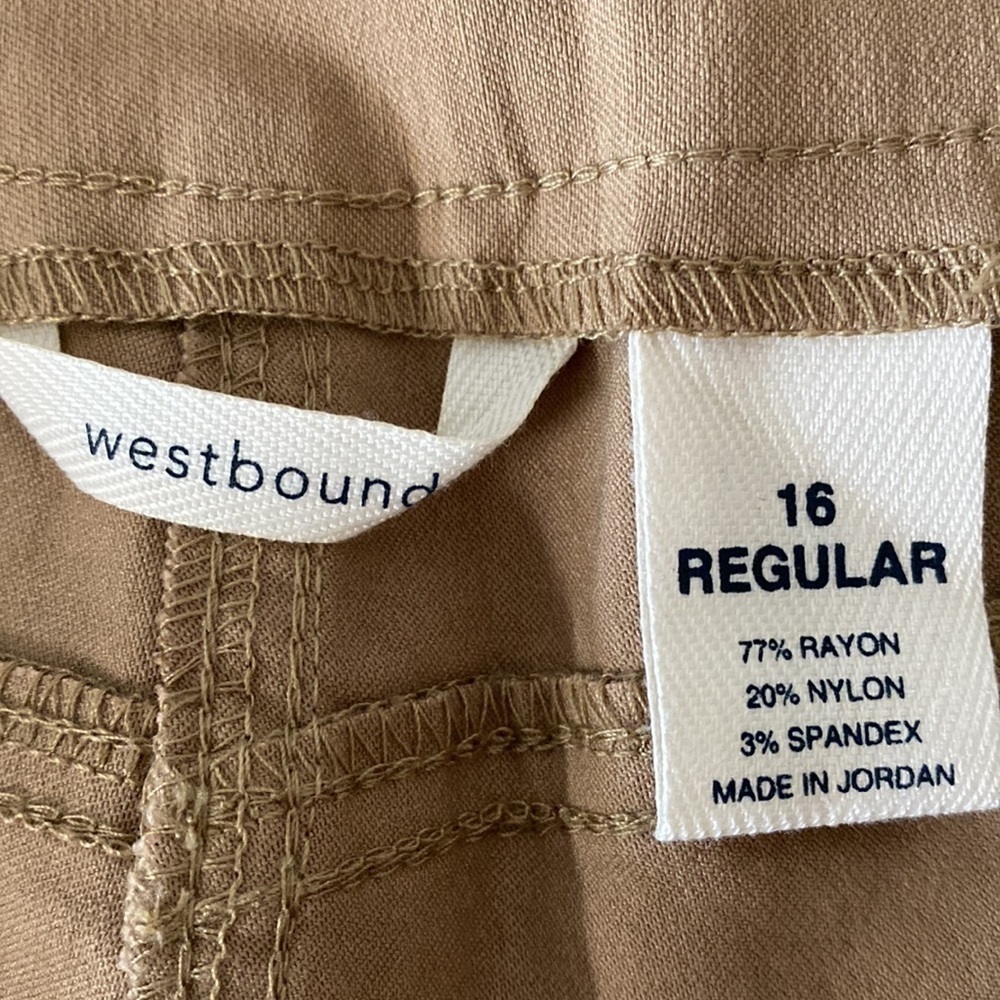 WESTBOUND Pull On Pants Stretchy Casual Tan Womens 16 - Picture 8 of 8